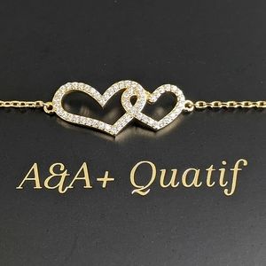 β οΈ+VVS Pave Zircon Double Heart Vermeil Bracelet